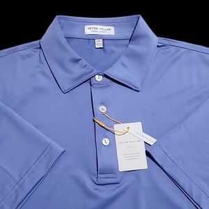 NEW Peter Millar Mens Golf Performance Stretch Size Medium Blue Polo Shirt